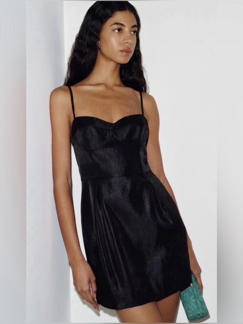 Reformation Black Bustier Mini Dress Sweetheart Neckline Tulip Skirt Size 4 NWT